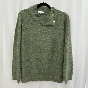 Serengeti Green Knit Cowl Neck Sweater w/ Rainbow Specks Womens Size Large